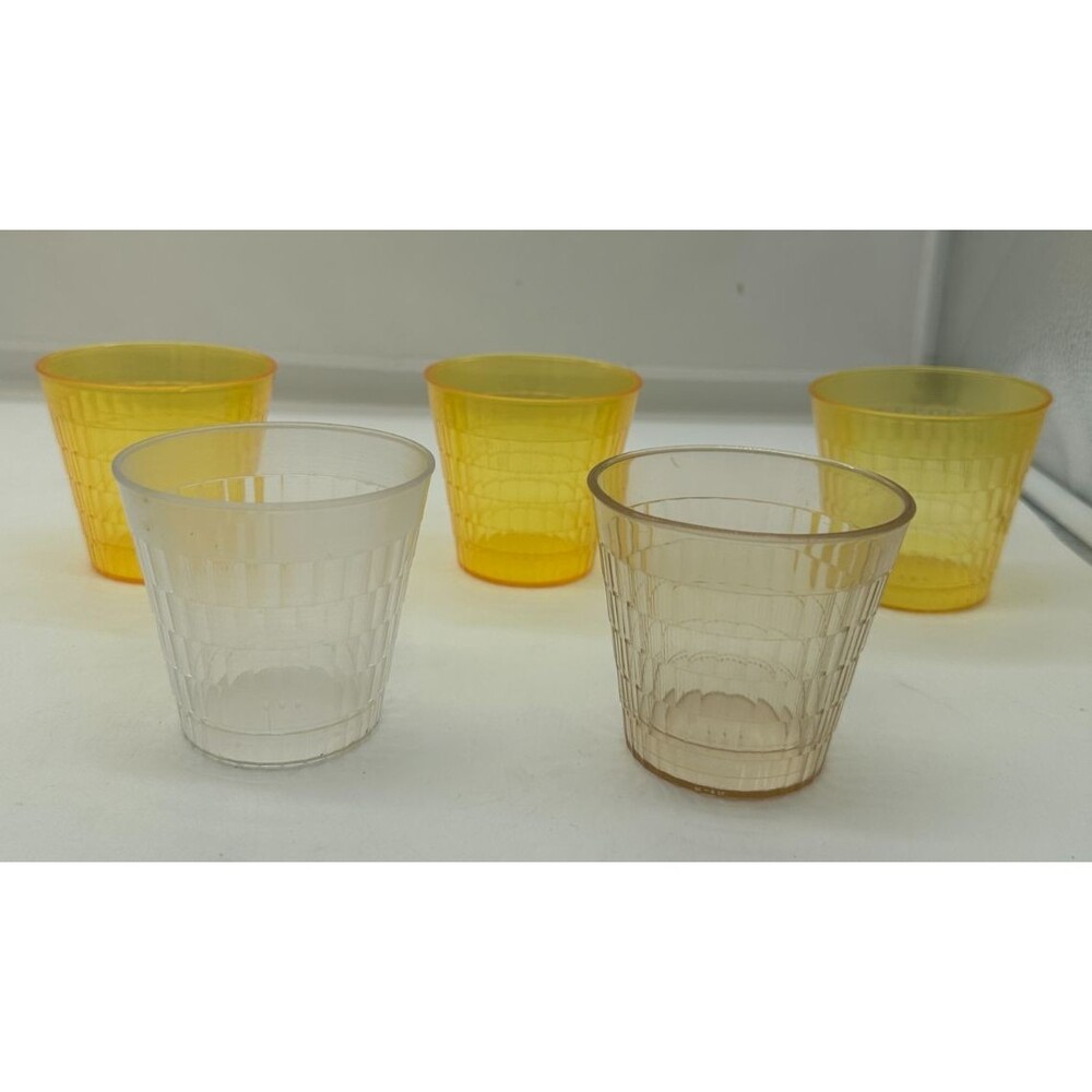 VTG Quaker Crystal Wedding Oats Plastic Tumblers - Lot of 5 Mixed MCM EUC 3"